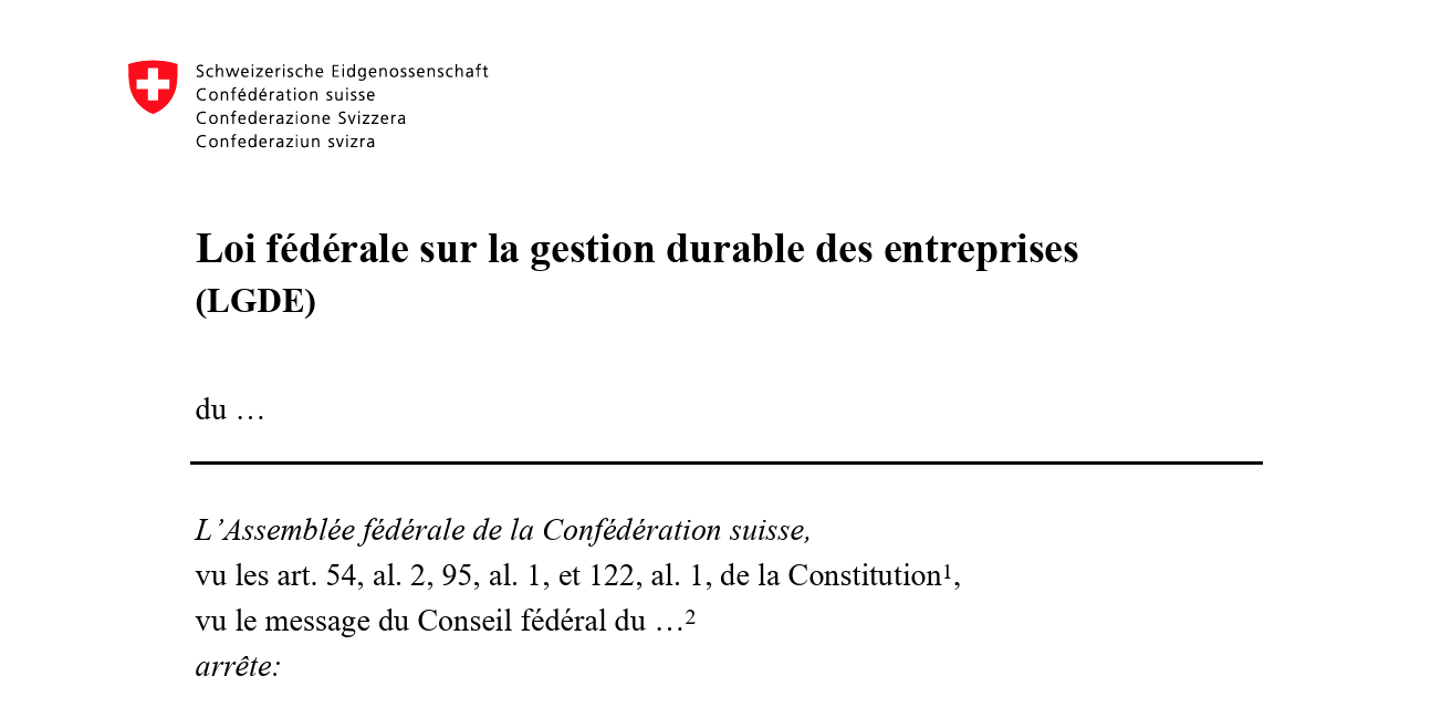Switzerland Federal Act on Sustainable Corporate Governance (CSA)